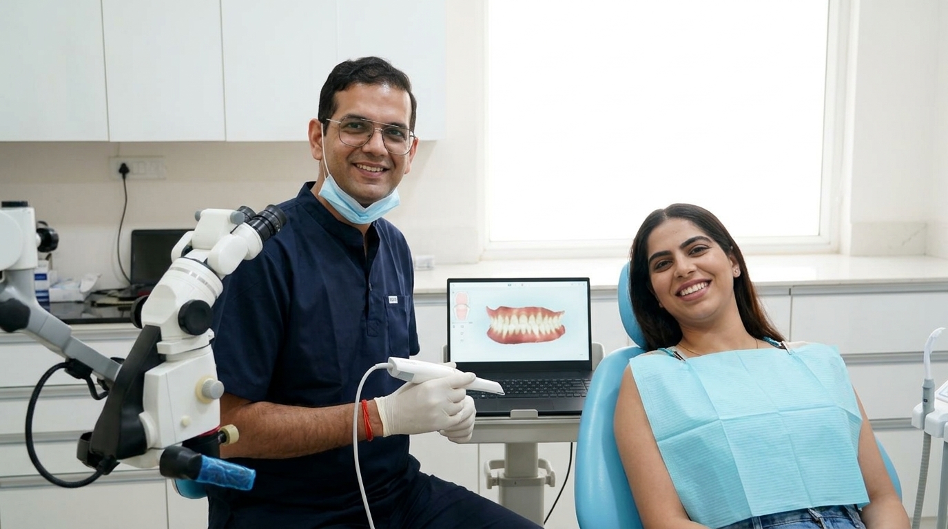 Dr. Puneet Jindal treating patient at RK Dental Practice